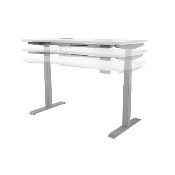 Workpro Electric 60"W Height-Adjustable Standing Desk With Wireless Charging, White