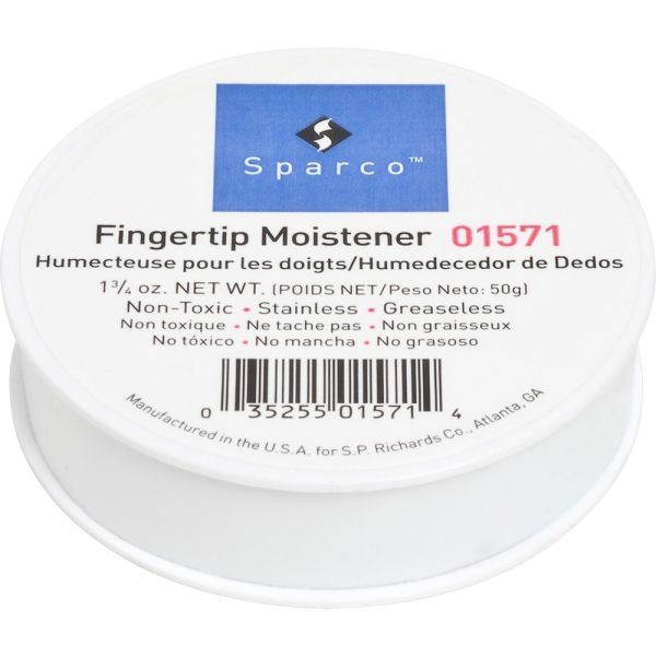 Sparco 1 3/4 Ounce Fingertip Moistener - Non-Slip, Greaseless, Stainingless, Odorless - 1.75 Oz - White