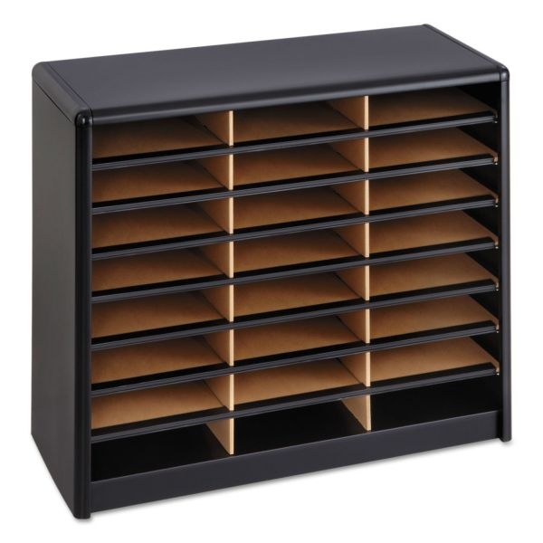 Safco Value Sorter Steel Corrugated Literature Organizer, 24 Compartments, Black