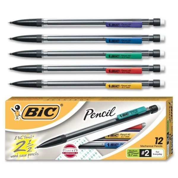 Bic Xtra Smooth Mechanical Pencil, 0.7 Mm, Hb (2.5), Black Lead, Clear