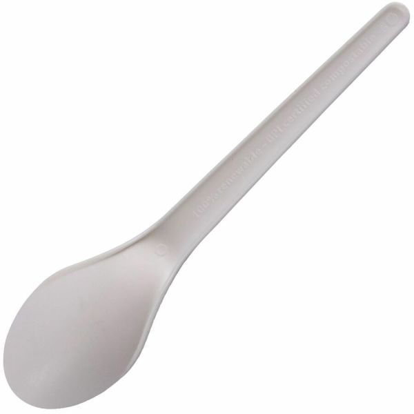 Eco-Products Plantware Cutlery, Spoon, 6", Pearl White, 50/Pack, 20 Pack/Carton