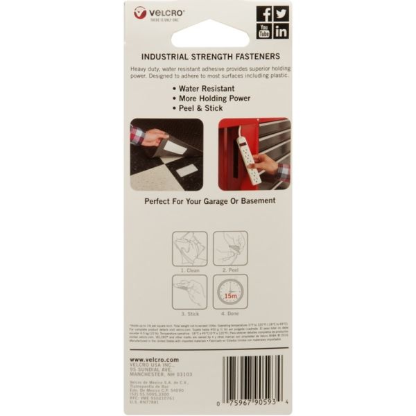 Velcro Brand Industrial Strength Velcro Self Stick Tape, 2" X 4', Black