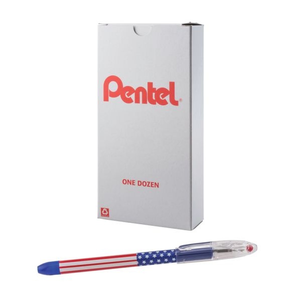 Pentel R.S.V.P. Stars/Stripes Edition Ballpoint Pen - 0.7 Mm Pen Point Size - Refillable - Black - 1 Dozen