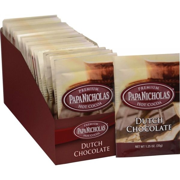 Papanicholas Coffee Premium Dutch Chocolate Hot Cocoa, 1.25 Oz, Pack Of 24