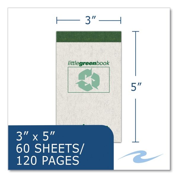 Roaring Spring Little Green Memo Book, Narrow Rule, Gray Cover, (60) 3 X 5 Sheets, 48/Carton