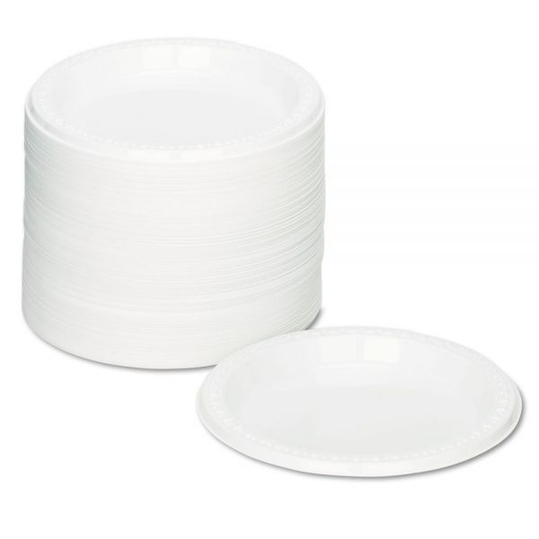 Tablemate Plastic Dinnerware, Plates, 7" Dia, White, 125/Pack