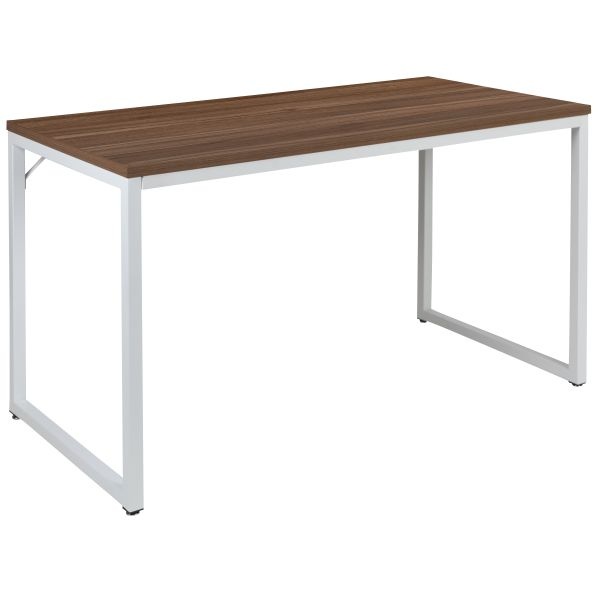 Tiverton Industrial Modern Desk - Commercial Grade Office Computer Desk And Home Office Desk - 47" Long (Walnut/White)