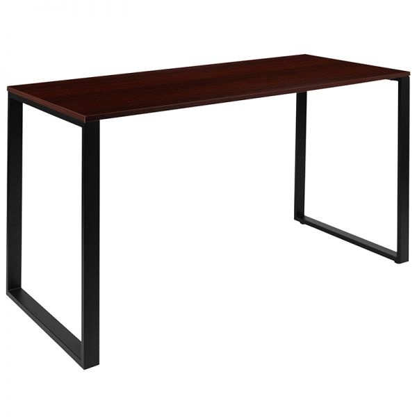 Modern Commercial Grade Desk Industrial Style Computer Desk Sturdy Home Office Desk - 55" Length-Mahogany