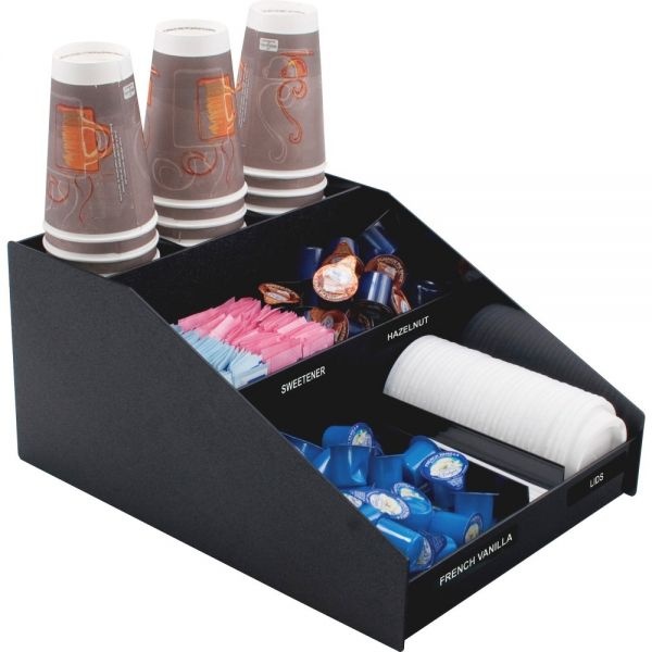 Vertiflex Commercial Grade Horizontal Condiment Organizer, 9 Compartments, 12 X 16 X 7.5, Black