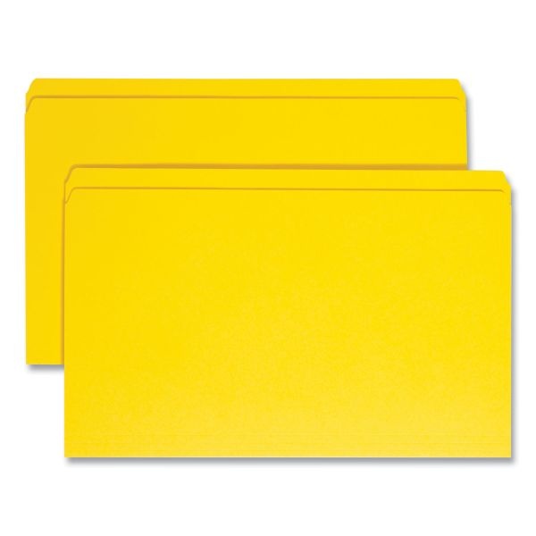 Smead Reinforced Top Tab Colored File Folders, Straight Tabs, Legal Size, 0.75" Expansion, Yellow, 100/Box