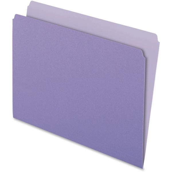 Pendaflex Straight-Cut Color File Folders, Letter Size, Lavender, Box Of 100