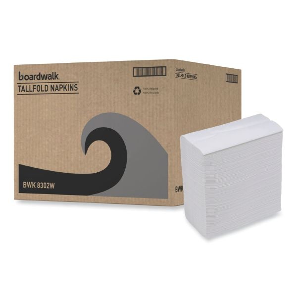 Boardwalk Tallfold Dispenser Napkin, 12" X 7", White, 500/Pack, 20 Packs/Carton