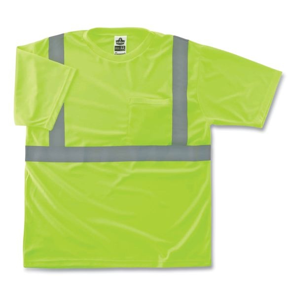 Ergodyne Glowear 8289 Class 2 Hi-Vis T-Shirt, Polyester, Lime, Large