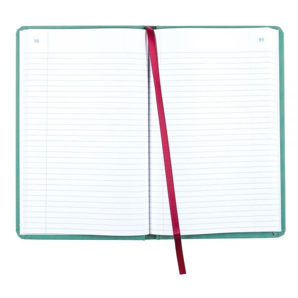 National Sewn Canvas Account Book, 12 1/8" X 7 5/8", 50% Recycled, Green, 35 Lines Per Page, Book Of 500 Pages