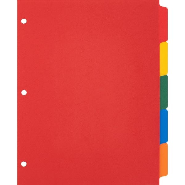 Sparco Non-Insertable Poly Indexes, 8 1/2" X 11", 5-Tab, Assorted Colors