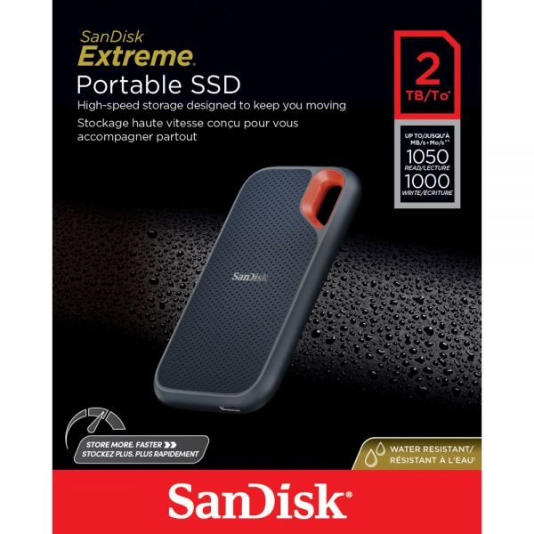Sandisk Extreme Portable External Solid State Drive, 2 Tb, Black
