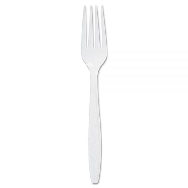 Dart Guildware Extra Heavy Weight Plastic Forks, White, 100/Box