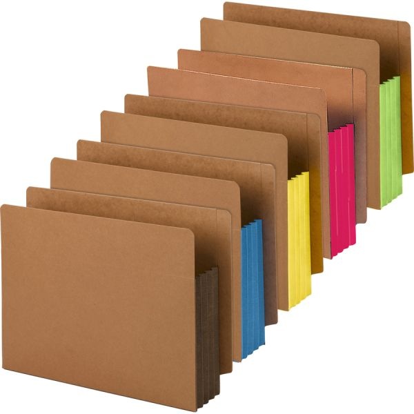 Smead Redrope Drop-Front End Tab File Pockets, Fully Lined 6.5" High Gussets, 3.5" Expansion, Letter Size, Redrope/Yellow, 10/Box