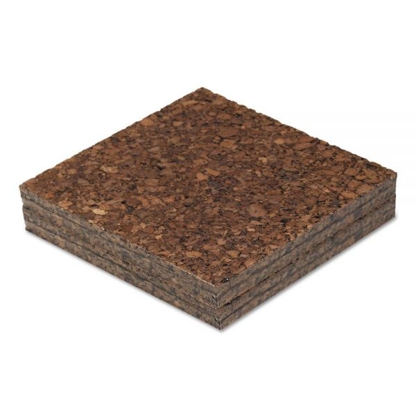 Universal Cork Tile Panels, 12 X 12, Dark Brown Surface, 4/Pack