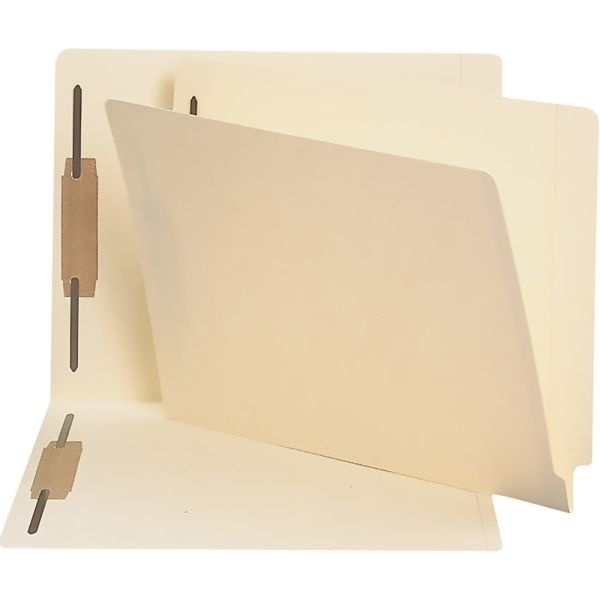 Smead End Tab Fastener Folders With Shelf-Master Reinforced Tab - Letter - 8.5" X 11" - Straight Tab Cut - 0.75" Expansion - 2 Fastener - 250 / Box - 11Pt. - Manila