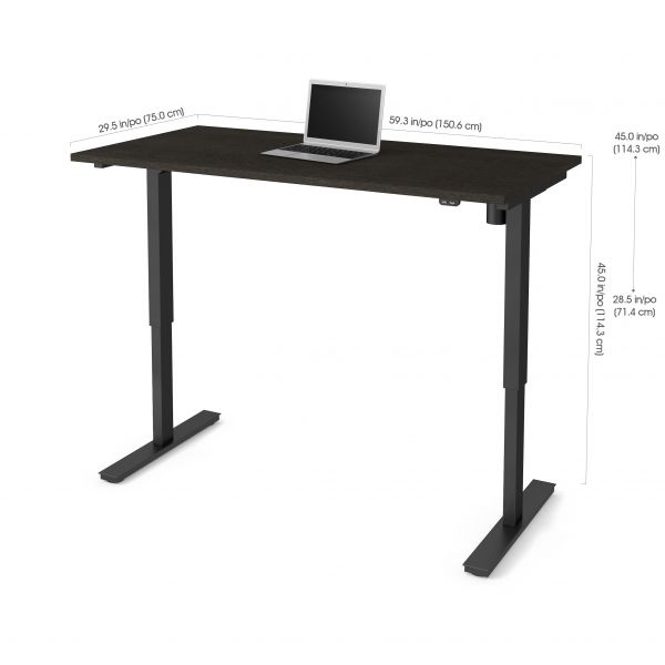 Bestar 30" X 60" Electric Height Adjustable Table In Deep Gray