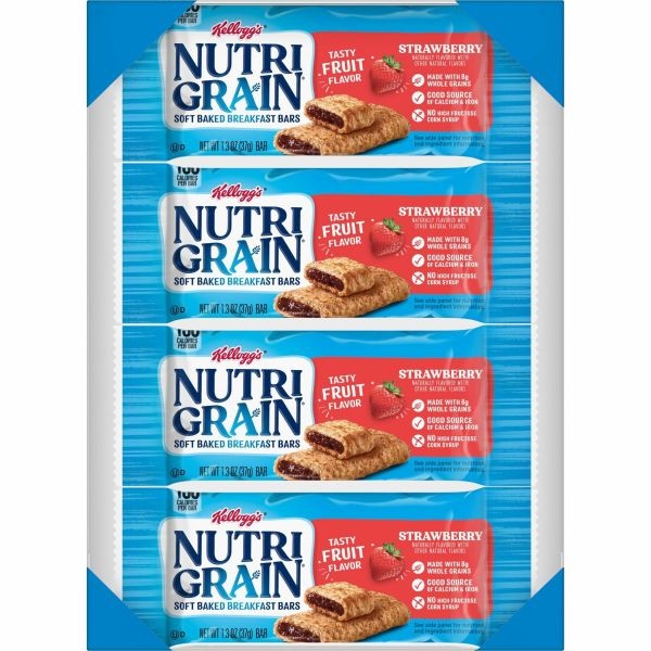 Kellogg's Nutri-Grain Bars, Strawberry, 1.3 Oz, Box Of 16