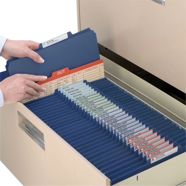Smead Classification Folders, Top-Tab With Safeshield Coated Fasteners, 2" Expansion, Legal Size, 50% Recycled, Dark Blue, Box Of 10