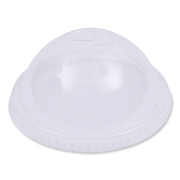 Boardwalk Pet Cold Cup Dome Lids, Fits 16 Oz To 24 Oz Plastic Cups, Clear, 100 Lids/Sleeve, 10 Sleeves/Carton