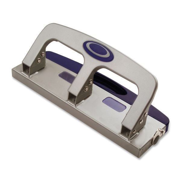 Oic Deluxe Standard 3-Hole Punch With Drawer, Silver