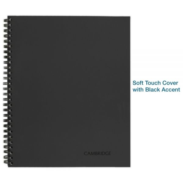 Cambridge Wirebound Guided Meeting Notes Notebook, 1 Subject, Meeting-Minutes/Notes Format, Dark Gray Cover, 11 X 8.25, 80 Sheets