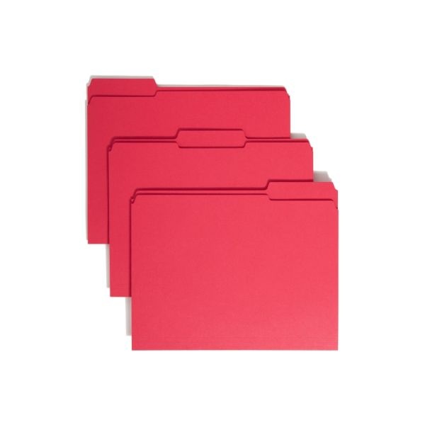 Smead Color File Folders, With Reinforced Tabs, Letter Size, 1/3 Cut, Red, Box Of 100