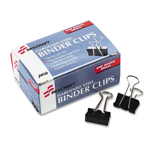 Skilcraft Binder Clips, 1/4", Black/Silver, Box Of 12 (Abilityone 7510-00-282-8201)