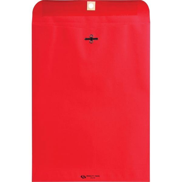 Quality Park Brightly Colored 9X12 Clasp Envelopes - Clasp - #90 - 9" Width X 12" Length - 28 Lb - Clasp - Paper - 10 / Pack - Red