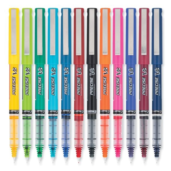 Pilot Precise V5 Roller Ball Pen, Stick, Fine 0.5 Mm, Assorted Ink And Barrel Colors, Dozen