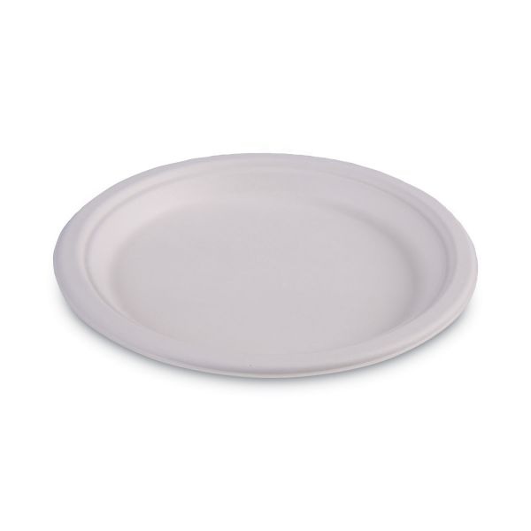 Boardwalk Bagasse Dinnerware, Plate, 9" Dia, White, 500/Carton