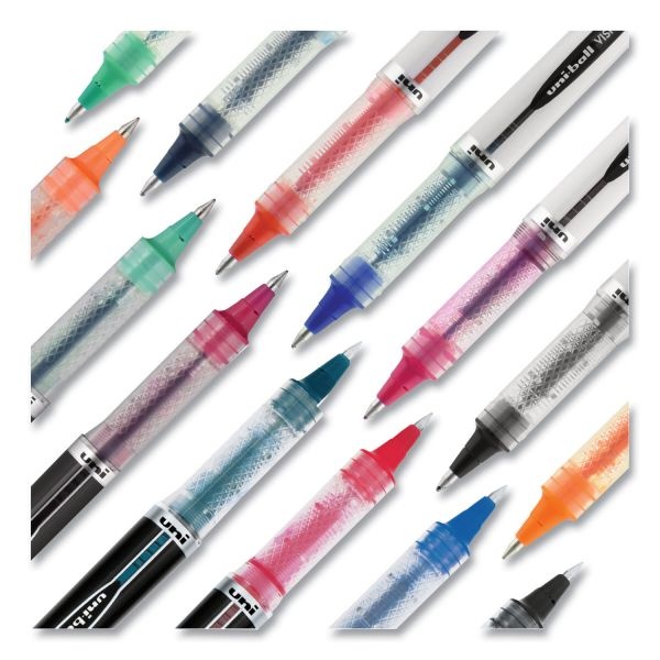 Uniball Vision Elite Hybrid Gel Pen, Stick, Extra-Fine 0.5 Mm, Blue Ink, Black/Blue/Clear Barrel
