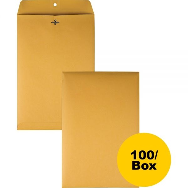 Quality Park Clasp Envelope, 28 Lb Bond Weight Kraft, #98, Square Flap, Clasp/Gummed Closure, 10 X 15, Brown Kraft, 100/Box