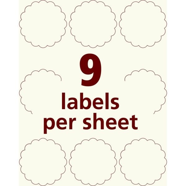 Avery Permanent Pearlized Labels, 22836, Round With Scallop Edge, 2-1/2" Diameter, Ivory, Pack Of 72