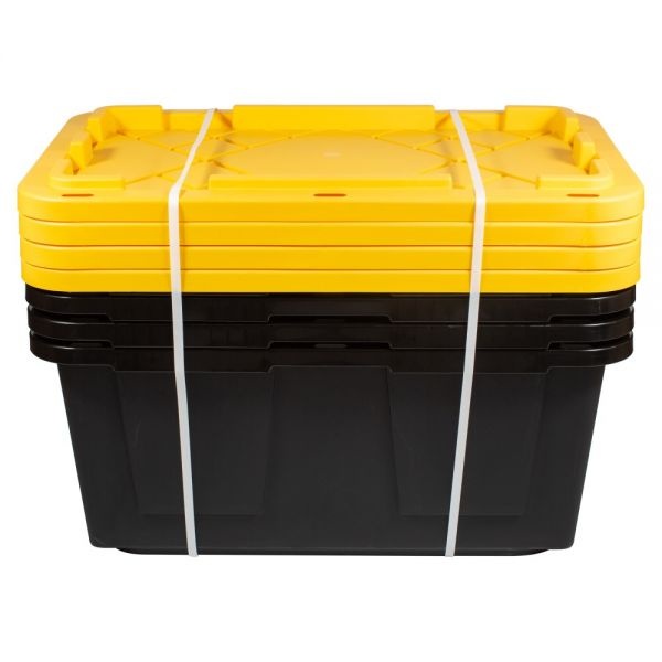 By Greenmade Professional Storage Totes, 23Gallon, Black/Yellow, Pack