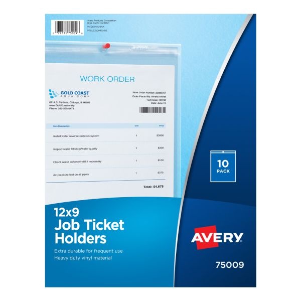 Avery Vinyl Job Ticket Holder, 9" X 12", Pack Of 10
