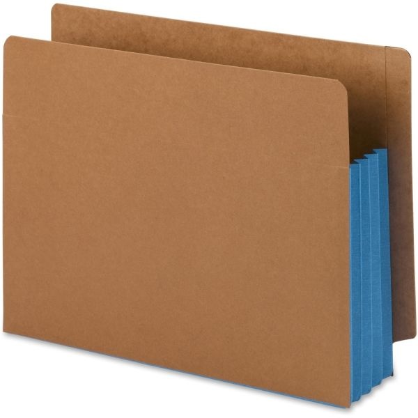 Smead Extra-Wide Expansion End-Tab File Pockets, 12"W Body, Letter Size, 30% Recycled, Blue, Box Of 10