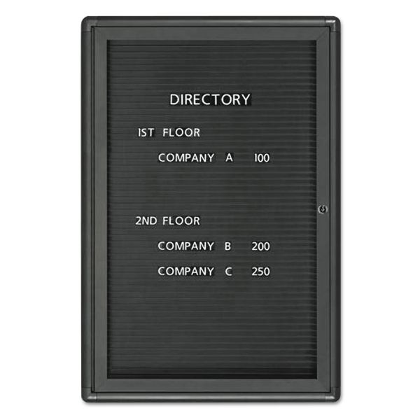Quartet Enclosed Magnetic Directory, 24 X 36, Black Surface, Graphite Aluminum Frame