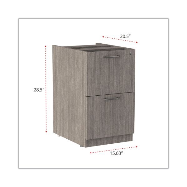Alera Valencia Series Full Pedestal File, Left Or Right, 2 Legal/Letter-Size File Drawers, Gray, 15.63" X 20.5" X 28.5"
