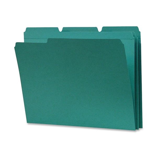 Smead 1/3-Cut 2-Ply Color File Folders, Letter Size, Teal, Box Of 100