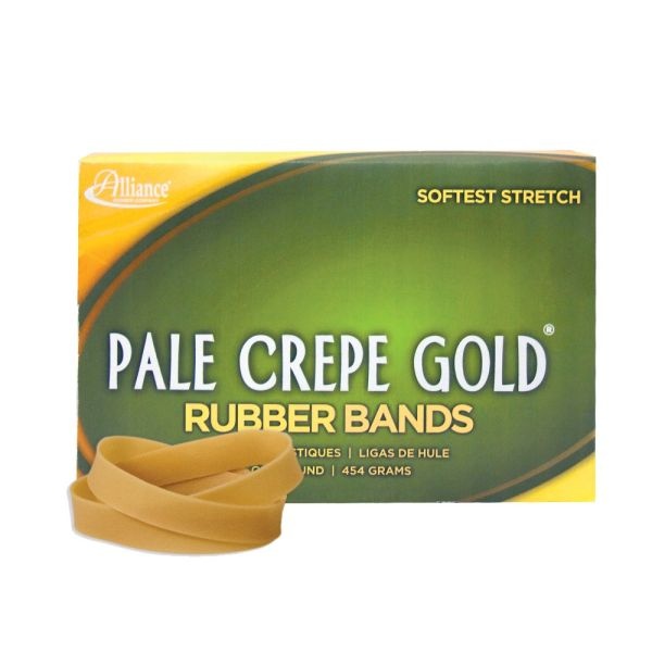 Alliance Pale Crepe Gold Rubber Bands, #84, 3 1/2" X 1/2", 1 Lb, Box Of 240