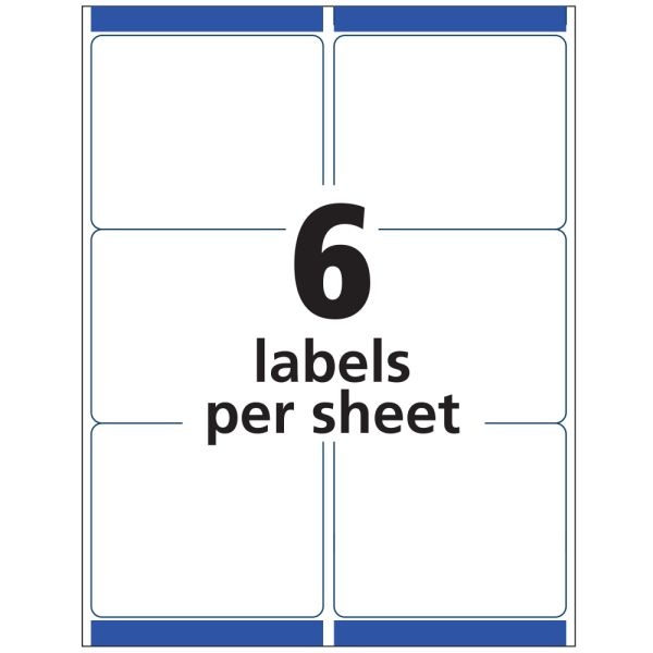 Avery Removable Id Labels With Sure Feed Technology, 6464, Rectangle, 3-1/3" X 4", White, Pack Of 150