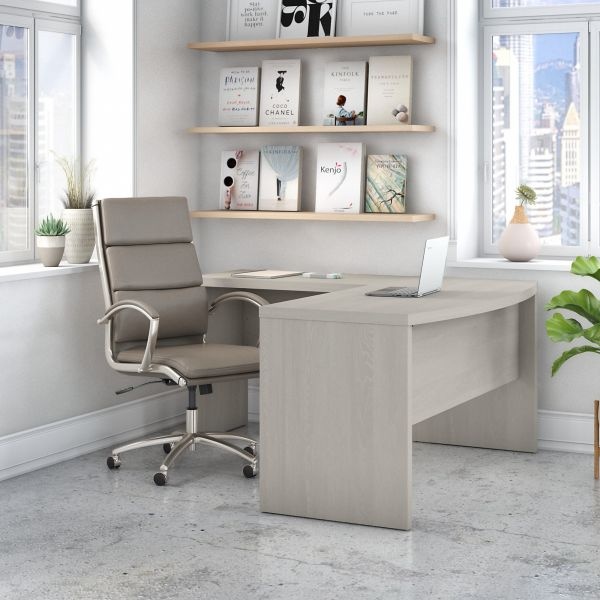 Office By Kathy Ireland Echo L Shaped Bow Front Desk In Gray Sand