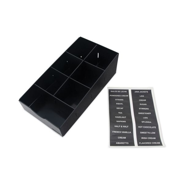 Vertiflex Commercial Grade Condiment Caddy, 7 Compartments, 8.75 X 16 X 5.25, Black