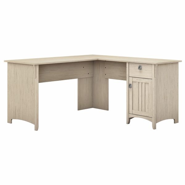 Bush Furniture Salinas 60W L Shaped Desk With Storage In Antique White