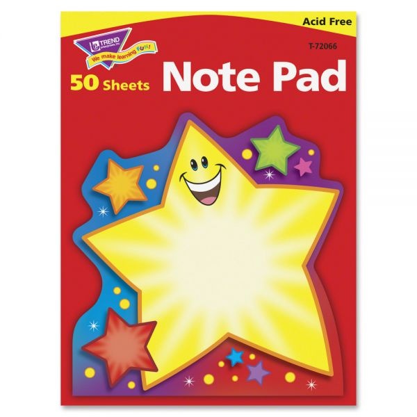 Trend Super Star Design Note Pads, Unruled, 50 Multicolor 5 X 5 Sheets